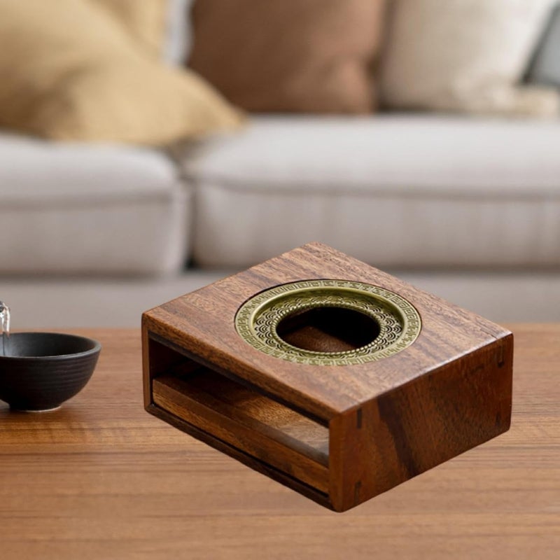 Walnut Teapot Warmer Tealight Holder - Wave Design Wooden Tea Heater for Drinks, 15x13x6cm (5.9x5.1x2.4in) - Image 2
