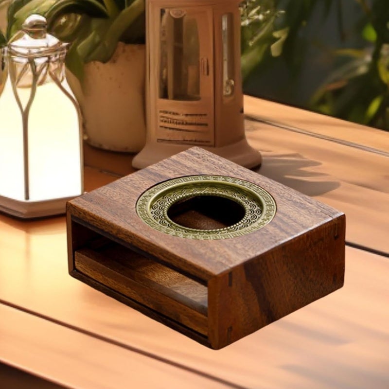 Walnut Teapot Warmer Tealight Holder - Wave Design Wooden Tea Heater for Drinks, 15x13x6cm (5.9x5.1x2.4in) - Image 3