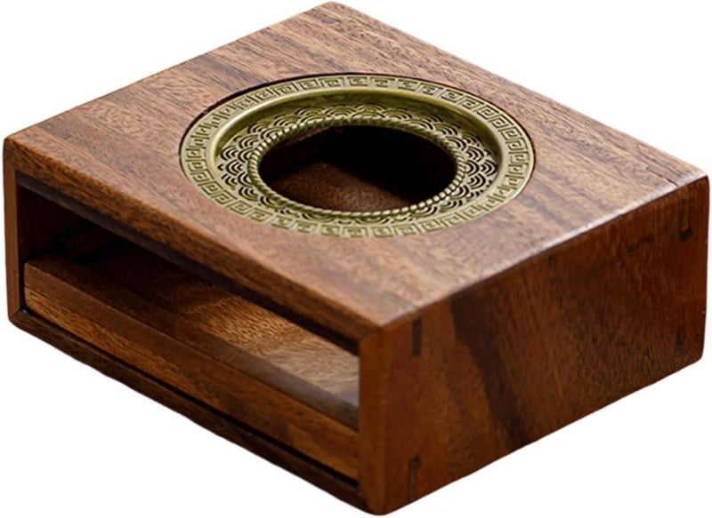 Walnut Teapot Warmer Tealight Holder - Wave Design Wooden Tea Heater for Drinks, 15x13x6cm (5.9x5.1x2.4in) - Image 5