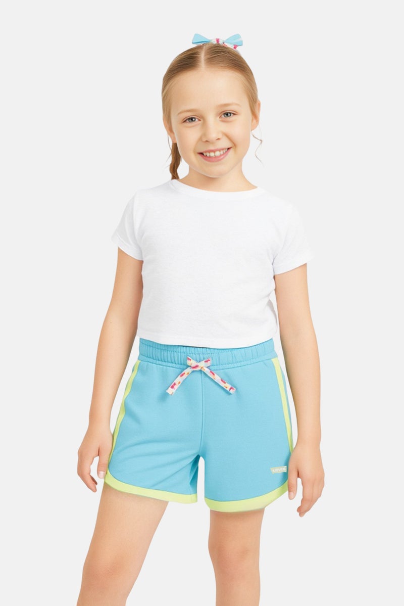 Levi's Kids Girl Brand Logo Basic Shorts, Turquoise - Image 1