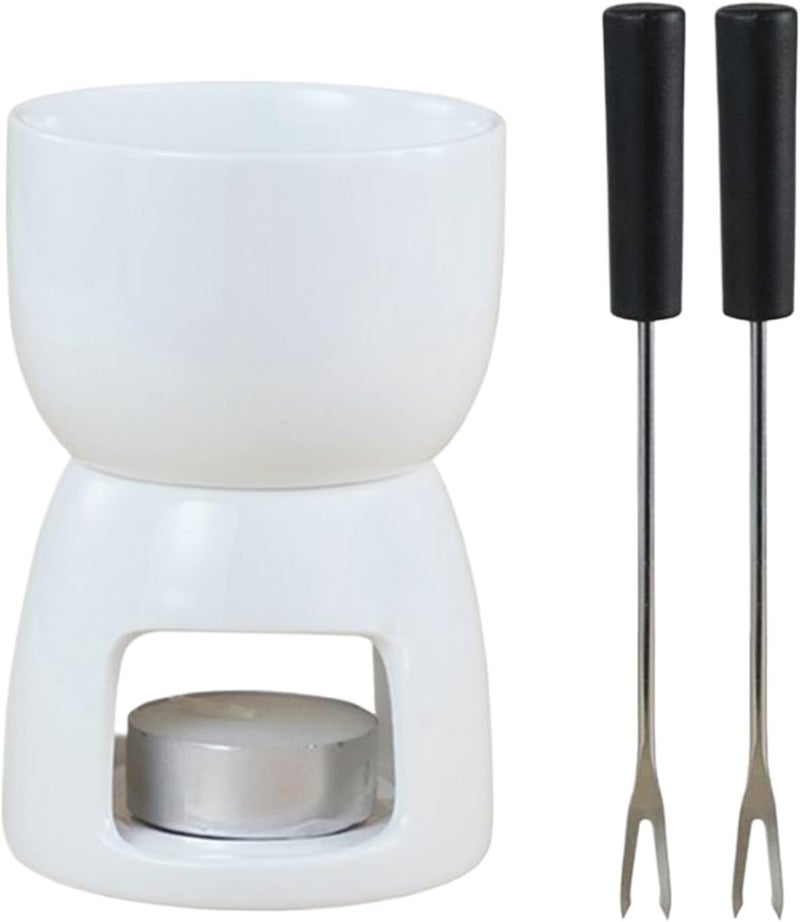 Fondue Cup Set - Ceramic Pot with 2 Forks, 150ml Chocolate Melting Cup, Heavy Duty Heat Resistant Design, Top Dessert Cheese Dipping Tool, Perfect for Dinner, Wedding, Party, Birthday, Date - Image 1