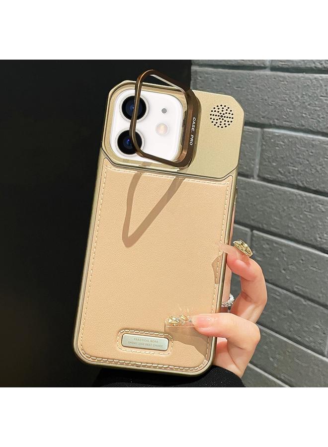 S-TOP Case For iPhone 11 Metal Holder Plain Leather MagSafe Phone Case - Image 1