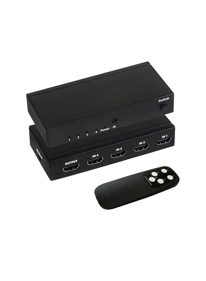 محول HDMI 4×1 بدقة 4K مع جهاز تحكم عن بعد – دعم 4K@60 هرتز HDR10 – يدعم HDCP 2.2، 3D، ودولبي DTS