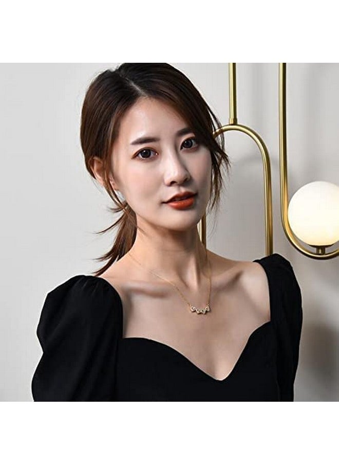 MEENAZ - MEENAZ Pendant For Girls Women Ladies girlfriend Wife Heart Necklace locket 4 Heart Magnetic Rose Gold Necklace Heart Necklace Diamond Pendants chains Valentine gifts Birthday Gift propose lovers love - Image 1