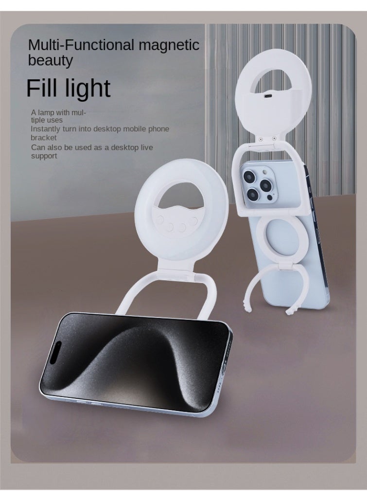 Magnetic mobile phone fill light，2 in 1 supplementary light bracket, portable mobile phone desktop stand magnetic fill light, mini fill light - Image 3
