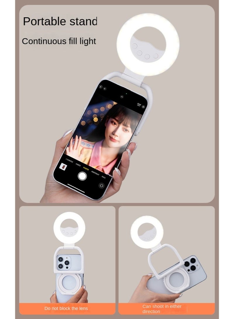 Magnetic mobile phone fill light，2 in 1 supplementary light bracket, portable mobile phone desktop stand magnetic fill light, mini fill light - Image 2
