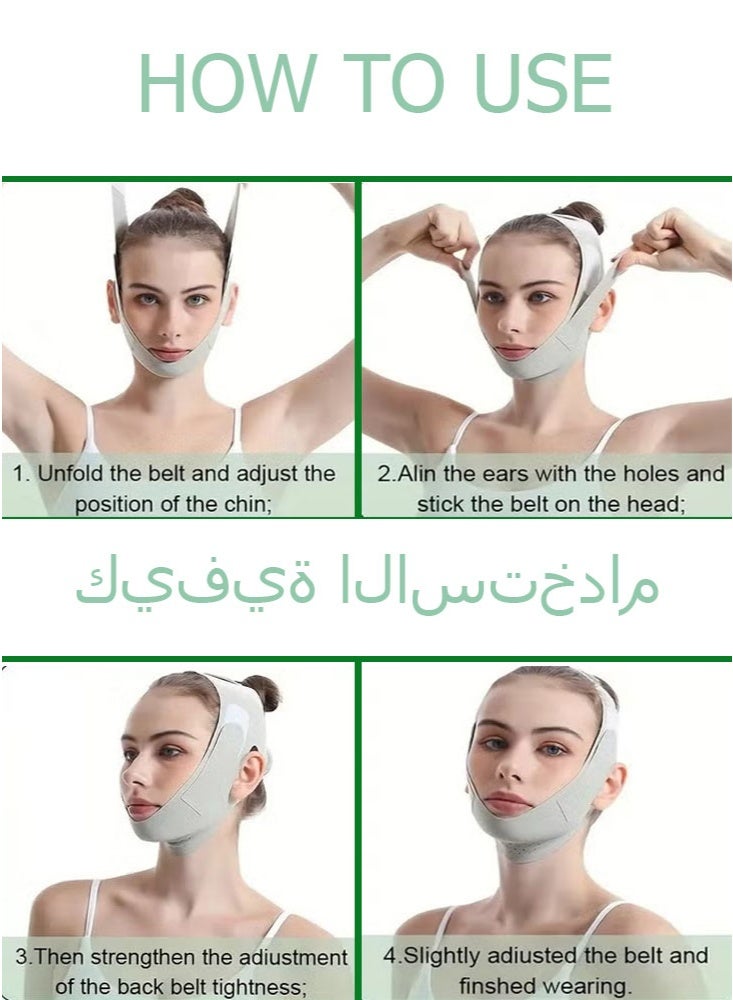 NoorTech Reusable V Line Face Mask, Facial Lifting and Tightening Strap - Double Chin Reducer - V Line Face Slimming Belt Lifting Chin Belt - Image 3