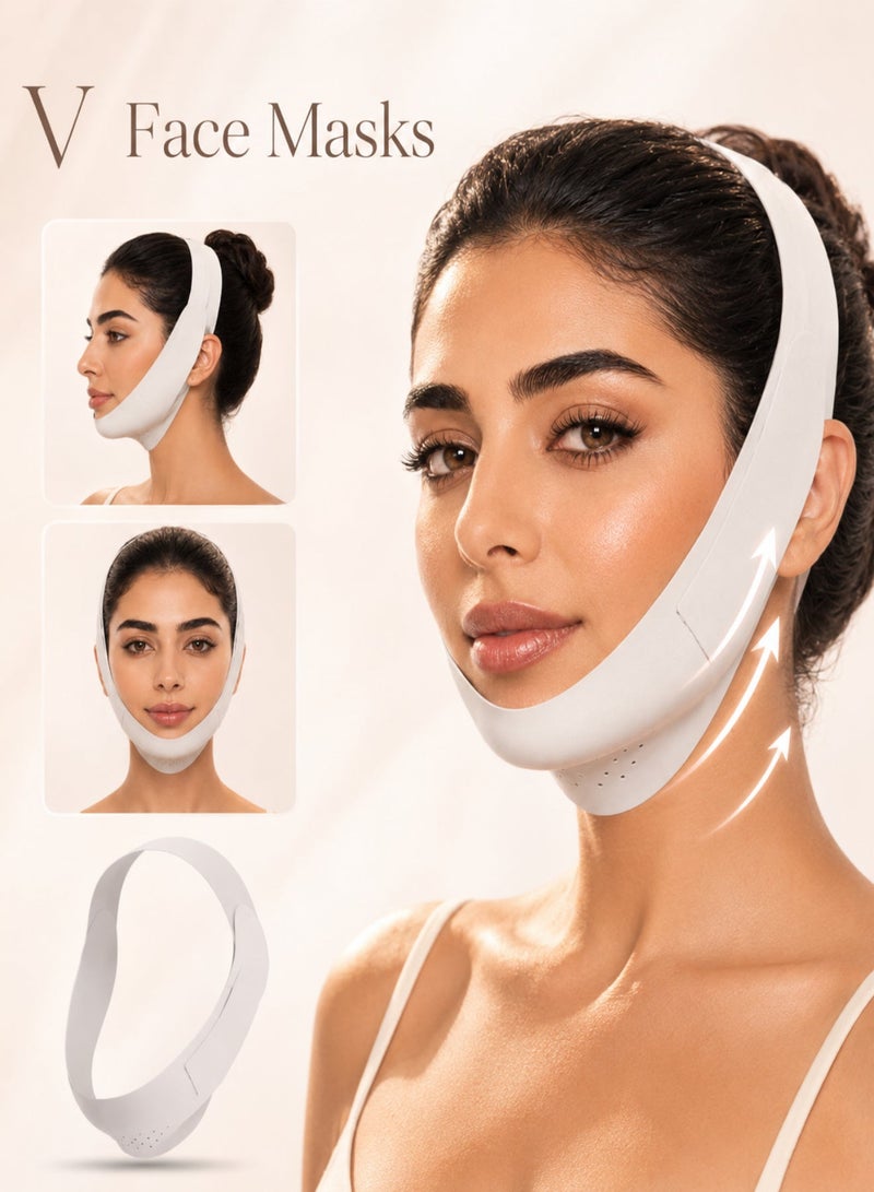 NoorTech Reusable V Line Face Mask, Facial Lifting and Tightening Strap - Double Chin Reducer - V Line Face Slimming Belt Lifting Chin Belt - Image 1