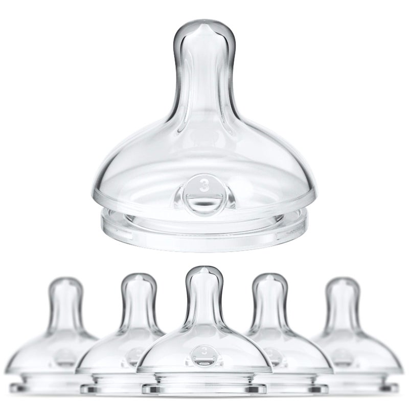 زجاجة سميلو المضادة للمغص بحلمة تدفق سريع 9M المرحلة 3 مناسبة من 9 أشهر تدفق سلس مضادة للمغص عبوة من 6