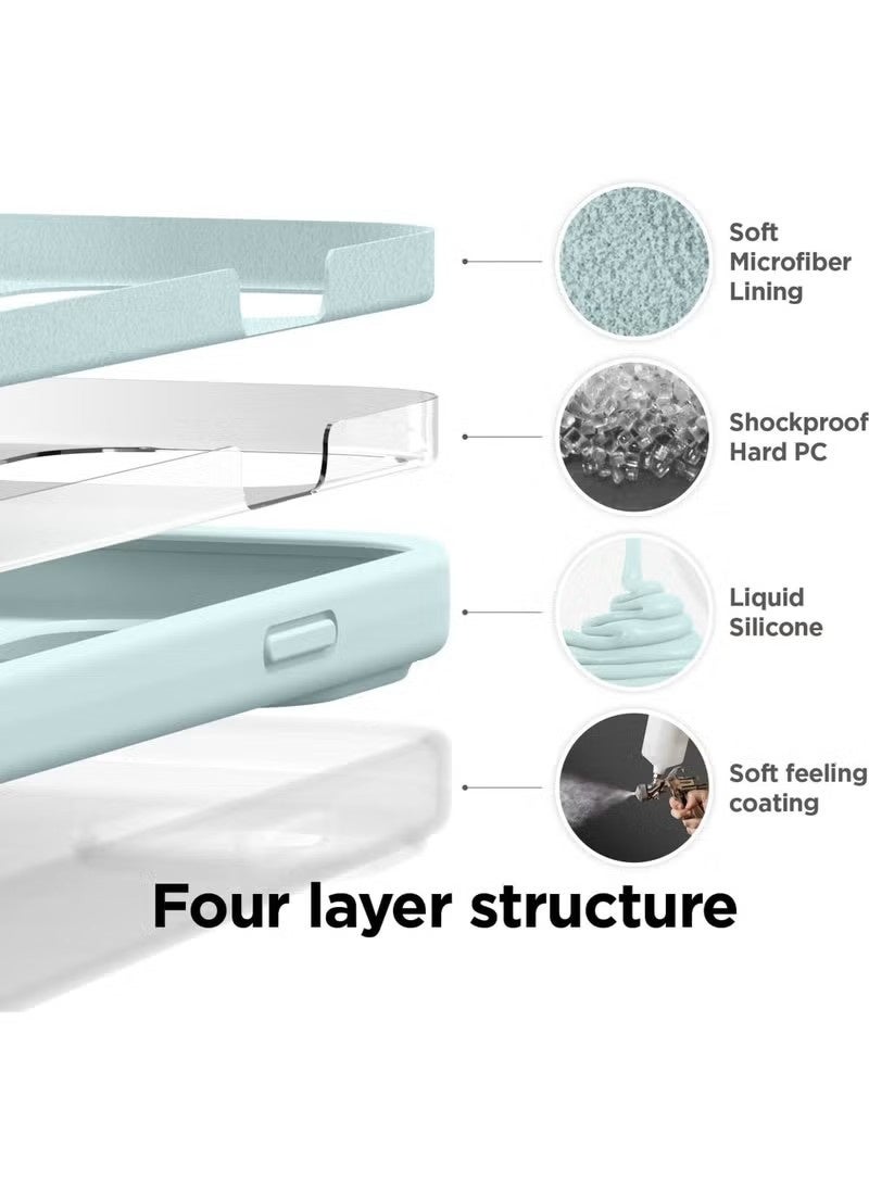 general Liquid Silicone Case for iPhone 15 Pro (6.1"), 4-Layer Full Body Protection, Slim Soft Gel Rubber Shockproof Case with Ultra-Soft Microfiber Lining & Raised Camera Lips - Light Green - Image 4