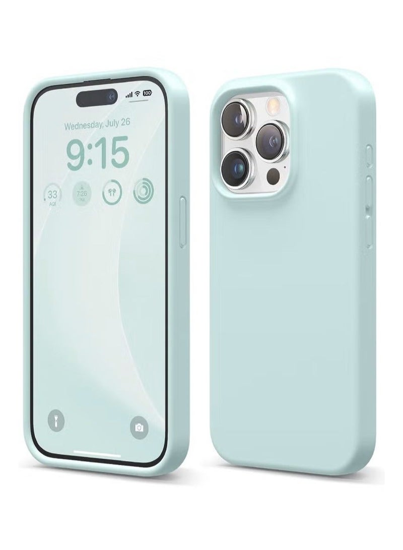 general Liquid Silicone Case for iPhone 15 Pro (6.1"), 4-Layer Full Body Protection, Slim Soft Gel Rubber Shockproof Case with Ultra-Soft Microfiber Lining & Raised Camera Lips - Light Green - Image 1