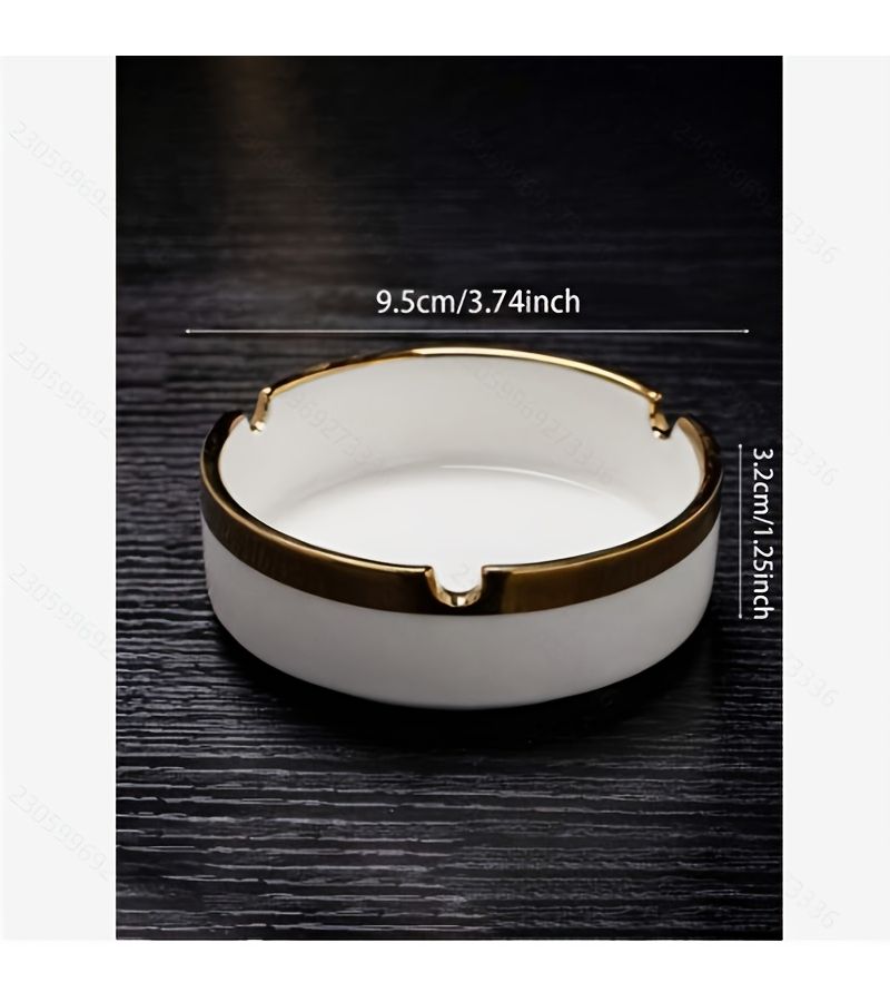 White Ceramic Gold Plated Luxury Ashtray Home Decoration - Image 2