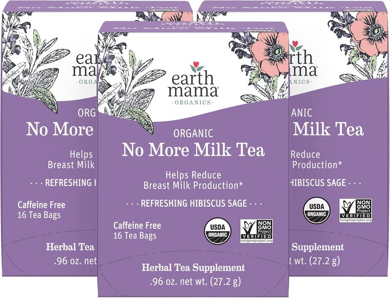 Earth Mama شاي إيرث ماما العضوي لوقف الحليب - مكمل شاي عشبي لفطام الأطفال، 16 كيس شاي (عبوة من 3) - Image 1
