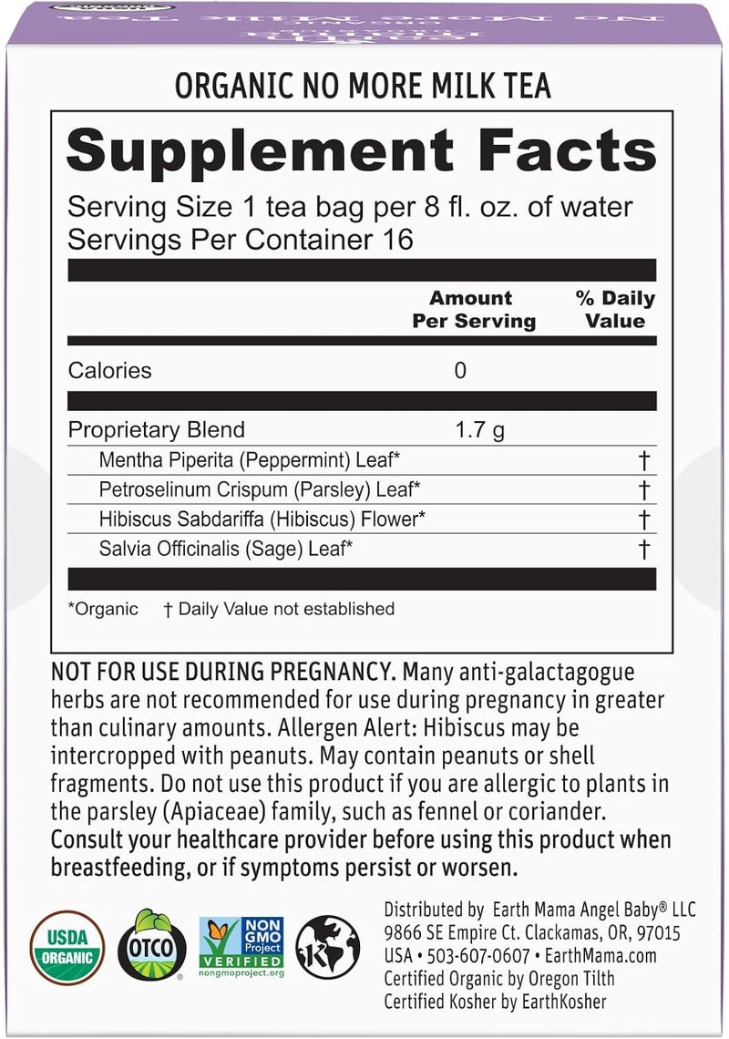 Earth Mama شاي إيرث ماما العضوي لوقف الحليب - مكمل شاي عشبي لفطام الأطفال، 16 كيس شاي (عبوة من 3) - Image 2