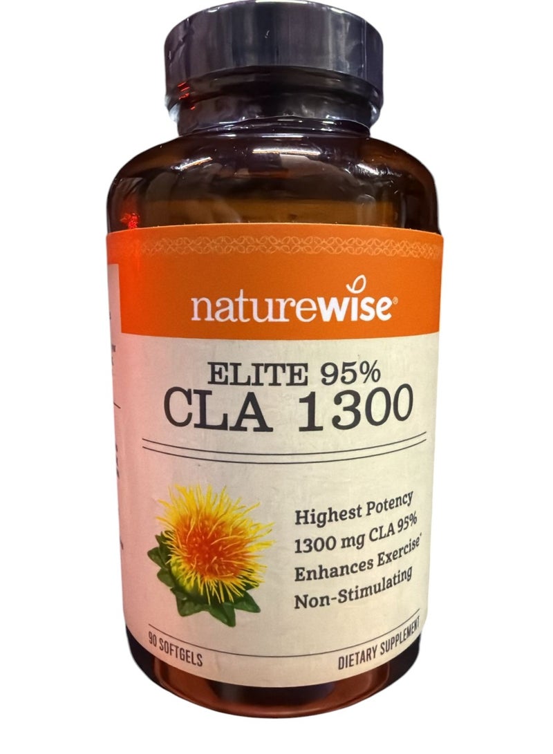 NatureWise CLA 1300 - 95% Active Conjugated Linoleic Acid for Women and Men, Not Stimulating, Supports Weight & Fitness Goals - Non-GMO, Gluten Free - 90 Softgels[1-Month Supply] - Image 1