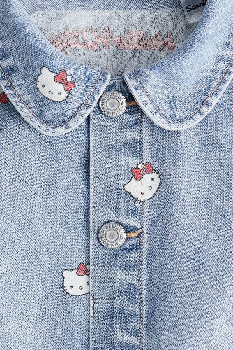 اتش اند ام جاكيت دنيم قطني مزين بطبعة