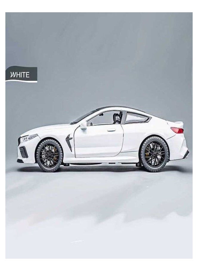 1:32 Scale Diecast BMW M8 Coupe Model Car, Zinc Alloy Pull Back Toy Car with Sound and Light for Kids and Adults (White) - Image 5