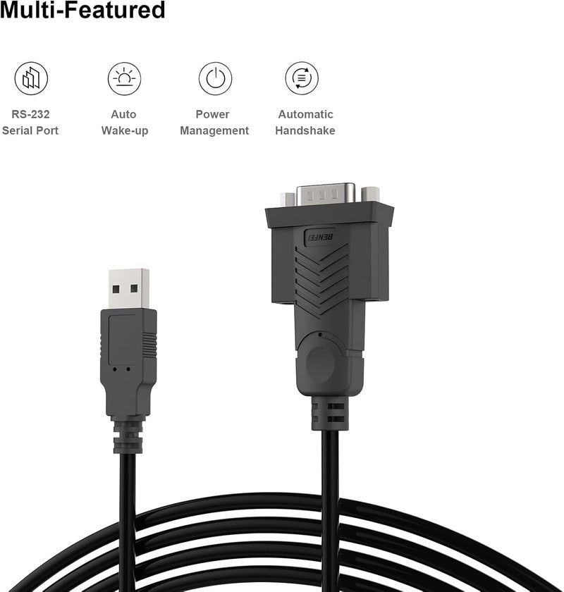 Benfei محول USB إلى تسلسلي، كابل تسلسلي DB9 ذكر (9 دبابيس) بطول 6 أقدام، شريحة بروليفك، ويندوز 11/10/8.1/8/7، ماك OS X 10.6 وما فوق (ليس VGA) - Image 5