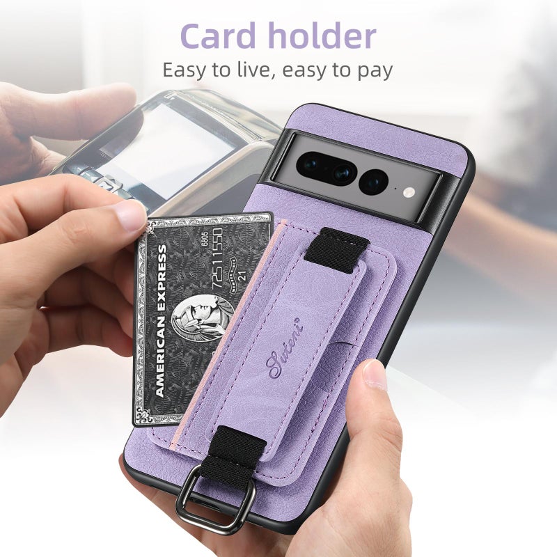 Suteni For Google Pixel 9 Pro Xl H13 Litchi Leather Wrist Strap Wallet Back Phone Case(Purple) - Image 5