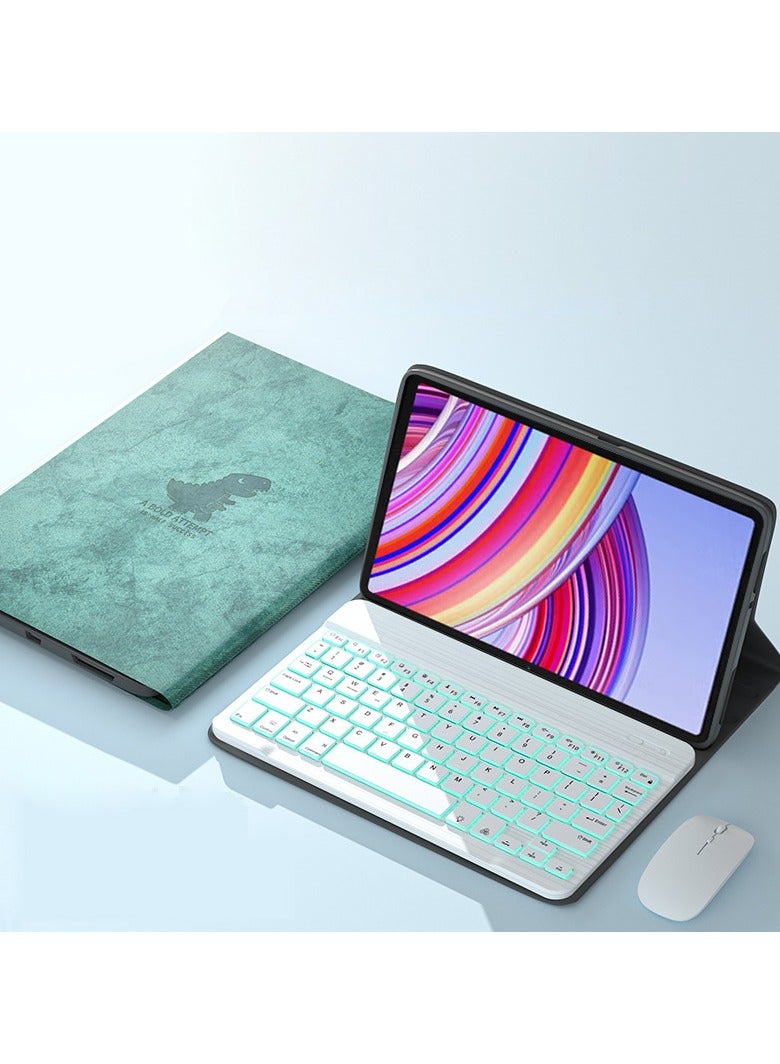 Backlight Keyboard Case Compatible with Xiaomi Redmi Pad Pro 12.1 inch 2024, Slim Cloth Texture Protective Case with Detachable Wireless Bluetooth Keyboard  Bluetooth Mouse