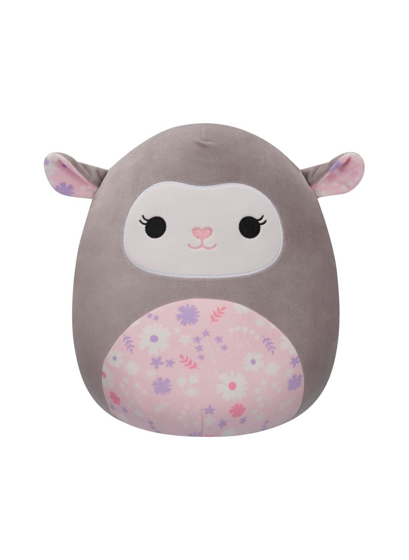 Squishmallows - 12" Elea Grey Lamb with Pink Floral Belly - Image 1