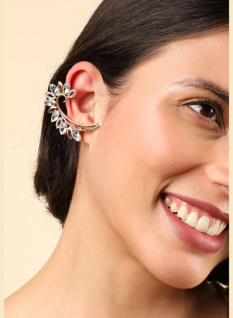 SOHI Gold Plated Designer Stone Ear Cuffs