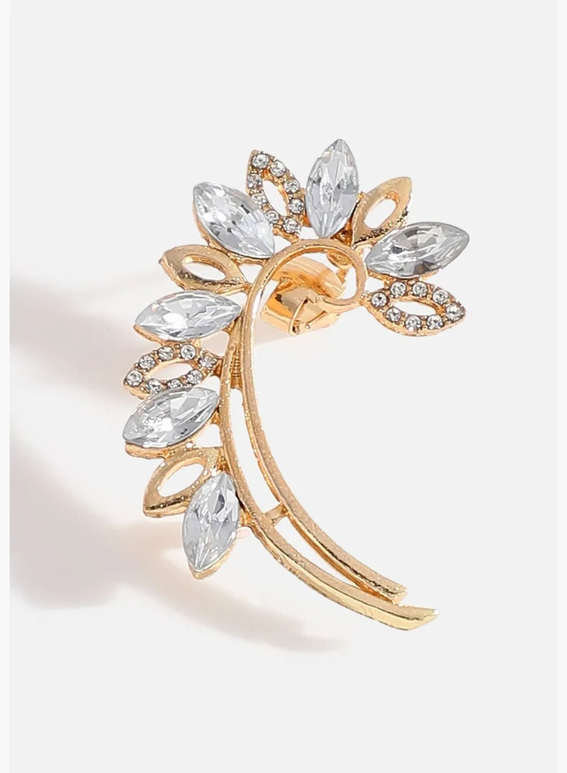 SOHI Gold Plated Designer Stone Ear Cuffs