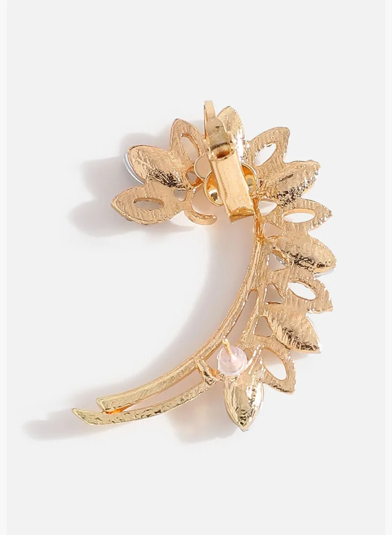 SOHI Gold Plated Designer Stone Ear Cuffs