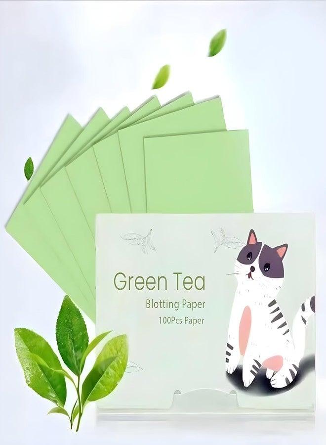 CLICKSY Green Tea Infused Premium Oil Blotting Sheets - 100 Pcs Thick Facial Blotting Papers for Oily Skin, Acne Control, and Makeup-Friendly Shine Control- penser Pack for Women and Men [ 1-pack ] - Image 1