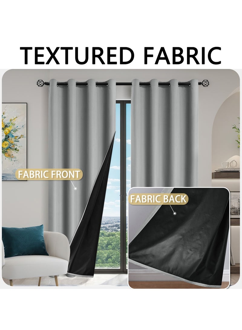 DUNISO 2 Panels Blackout Curtains for Bedroom, Thermal Insulated Room Darkening Curtains, Grommet Light Blocking Blackout Drapes for Living Room (Light Grey,132*241cm)  - Image 3