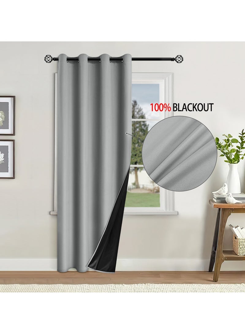 DUNISO 2 Panels Blackout Curtains for Bedroom, Thermal Insulated Room Darkening Curtains, Grommet Light Blocking Blackout Drapes for Living Room (Light Grey,132*241cm)  - Image 4