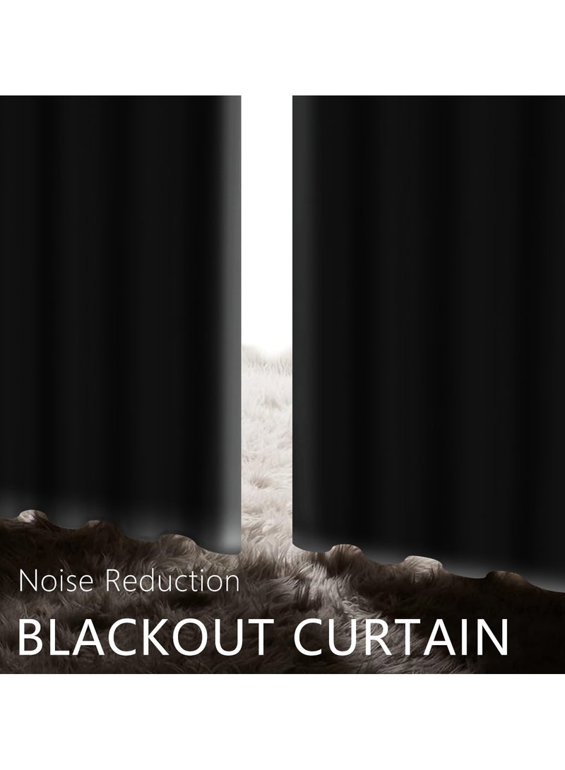 DUNISO 2 Panels Blackout Curtains for Bedroom, Thermal Insulated Room Darkening Curtains, Grommet Light Blocking Blackout Drapes for Living Room (Light Grey,132*241cm)  - Image 5