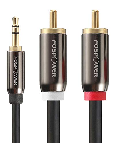 FosPower 3.5mm to RCA Cable (25FT), RCA Audio Cable 24K Gold Plated Male to Male Stereo Aux Cord [Left/Right] Y Splitter Adapter Step Down Design - Image 1