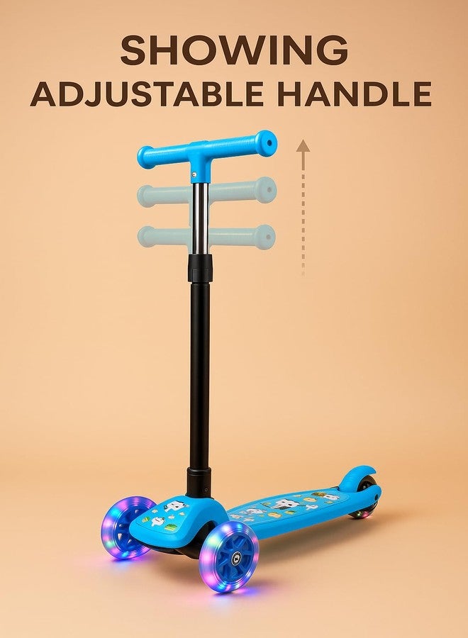 Cosmobaby Kick Scooter for Kids with Adjustable Height | Foldable Design | PVC LED Wheels | for Ages 2-12 Years | Max Weight 60 kg (Sky Blue) - Image 2