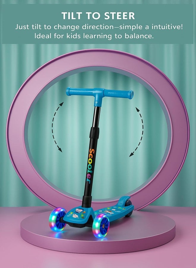Cosmobaby Kick Scooter for Kids with Adjustable Height | Foldable Design | PVC LED Wheels | for Ages 2-12 Years | Max Weight 60 kg (Sky Blue) - Image 3