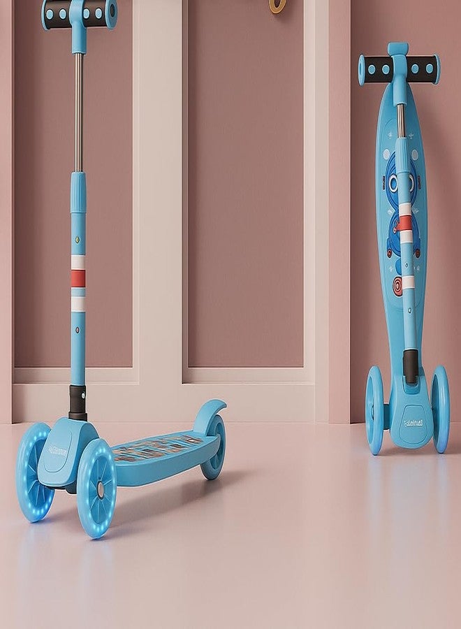 Cosmobaby Kick Scooter for Kids with Adjustable Height | Foldable Design | PVC LED Wheels | for Ages 2-12 Years | Max Weight 60 kg (Sky Blue) - Image 1