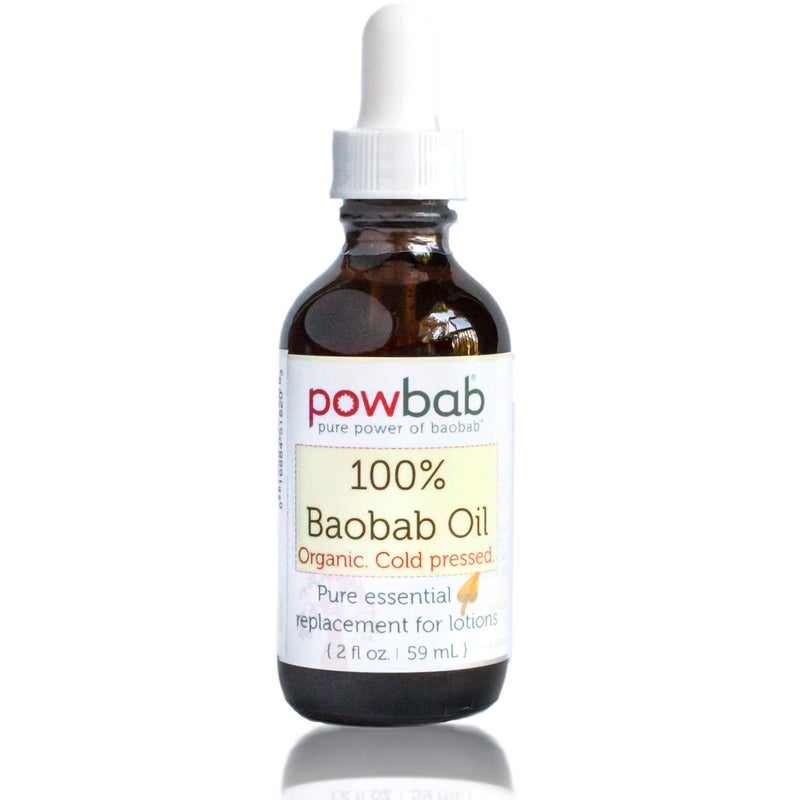 powbab 100% Baobab Oil Cold Pressed, Raw Organic Body Oil for Skin, Hair and Nail Repair. Pure Vitamin E Oil for Scars from Baobab Seeds for Skincare - 2 oz - Image 1