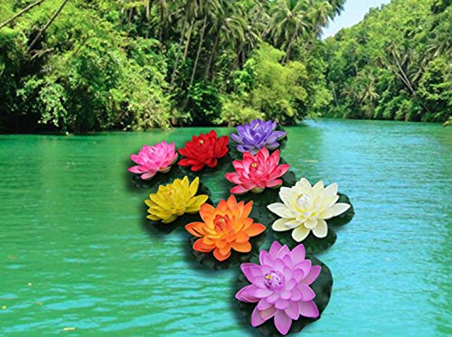 Homenique Artificial Floating Lotus with Rubber Leaf for Home Decoration Multicolour - Image 1
