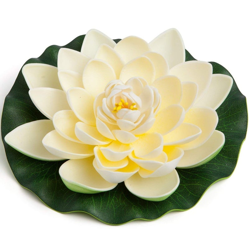 Homenique Artificial Floating Lotus with Rubber Leaf for Home Decoration Multicolour - Image 5