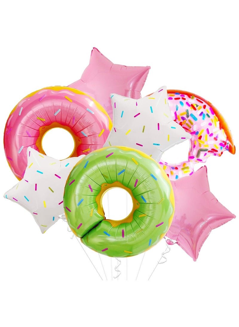 KATCHON Big, Pack of 7 Donut Balloon Decorations Set - 28 Inch | Sprinkles Candy Balloons, Donut Party Decorations | Donut Foil Balloon for Donut Birthday Party Decorations  - Image 1