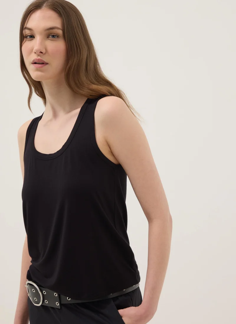 Ovs OVS Black Stretch Viscose Tank Top