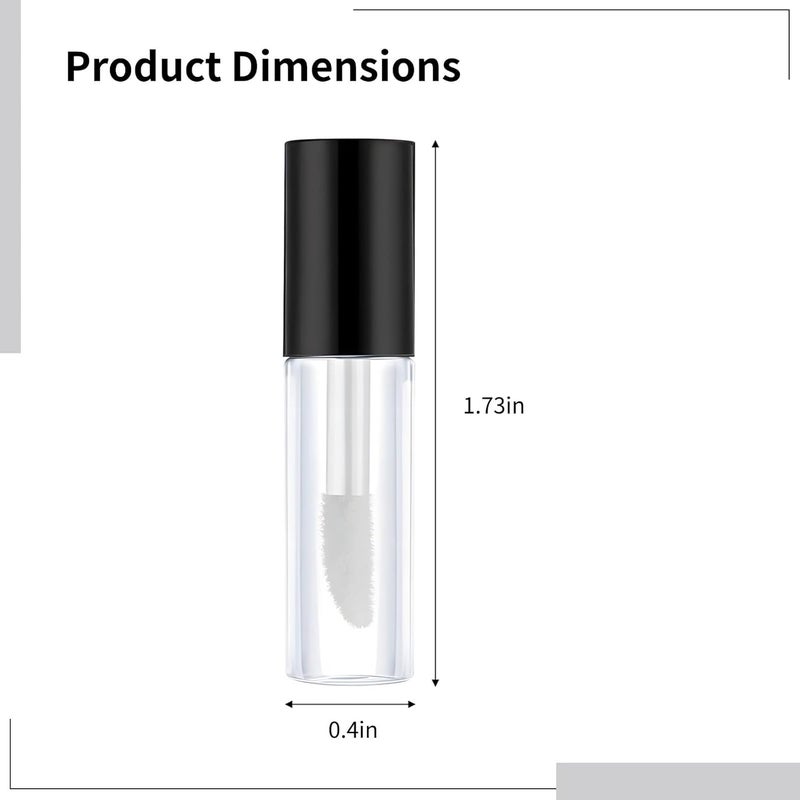50 Pcs Clear Mini Lip Gloss Containers, 1.2 Ml/0.04Oz Travel Size Cosmetic Sample Tubes with Black Cap & Soft Brush, Leak-Proof Design - Image 3