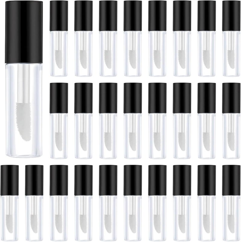 50 Pcs Clear Mini Lip Gloss Containers, 1.2 Ml/0.04Oz Travel Size Cosmetic Sample Tubes with Black Cap & Soft Brush, Leak-Proof Design - Image 1