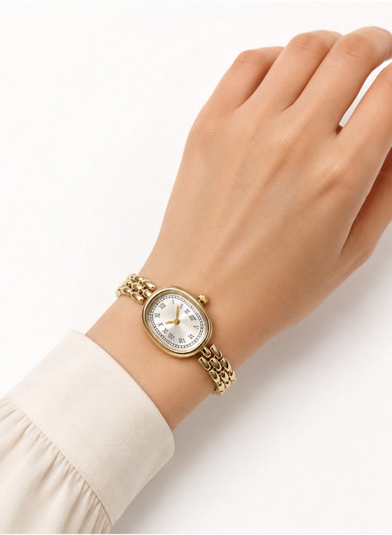 Shein women’s gold-tone bracelet watch features an elegant oval dial - Image 3