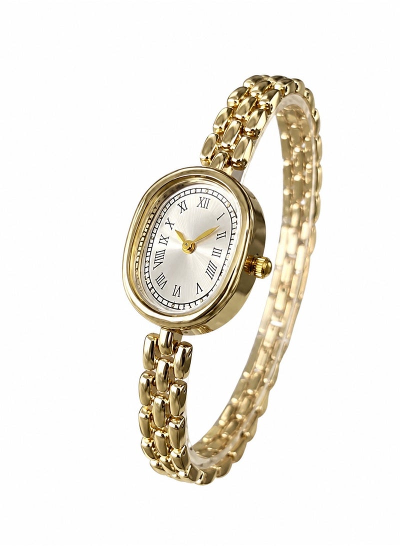 Shein women’s gold-tone bracelet watch features an elegant oval dial - Image 2