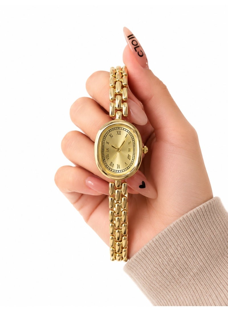 Shein women’s gold-tone bracelet watch features an elegant oval dial - Image 3