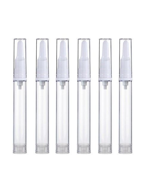 Qeuly 6 Pack Airless Pump Jars Travel Foundation Container, Travel Size Eye Cream Dispenser Empty Refillable Cosmetic Pump Bottles for Lotion Skincare Serum 15ml