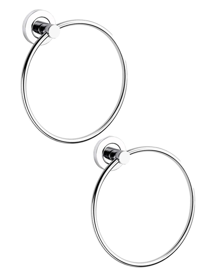 NYCAA Round Steel Towel Stand/Towel Ring/Towel Holder and Napkin Holder for Kitchen, Bathroom, Wash Area Chrome Finish (Pack of 2) Round Towel Ring - Image 1