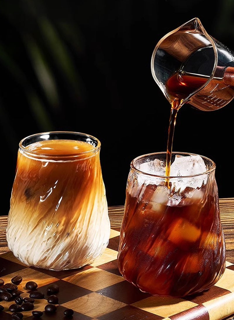 6 - Pack 400ml Clear Glass Cups with Spiral Texture, Short Tumbler Design for Beverages - Image 5