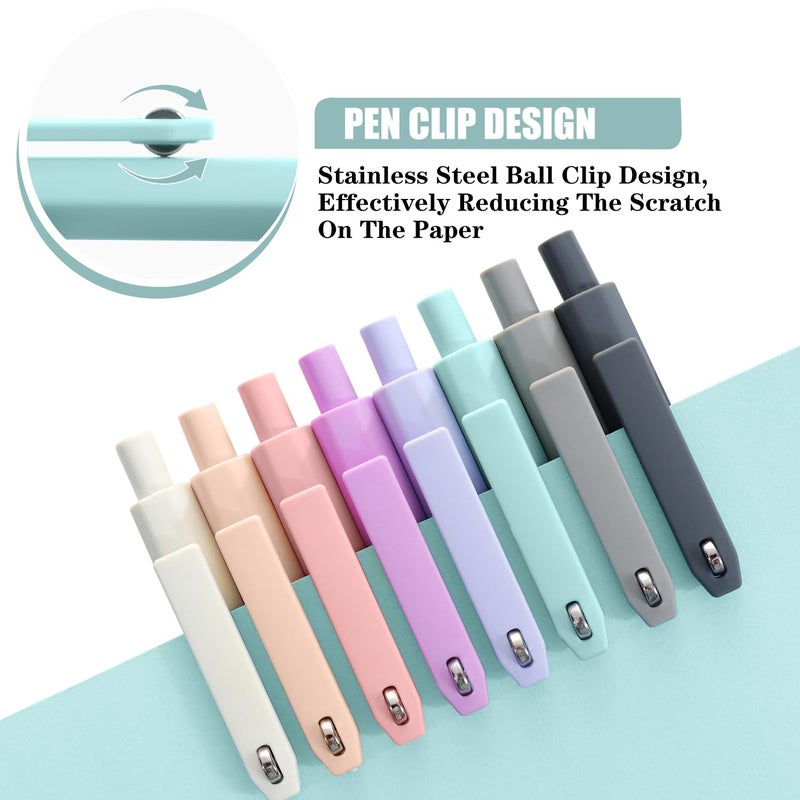 Piochoo Gel Pens, 8 Pcs 0.5mm Quick Dry Black Ink Pens Fine Point Journal Pens Smooth Writing Pens, Cute Office School Supplies Gifts for Women Nurses - Image 2